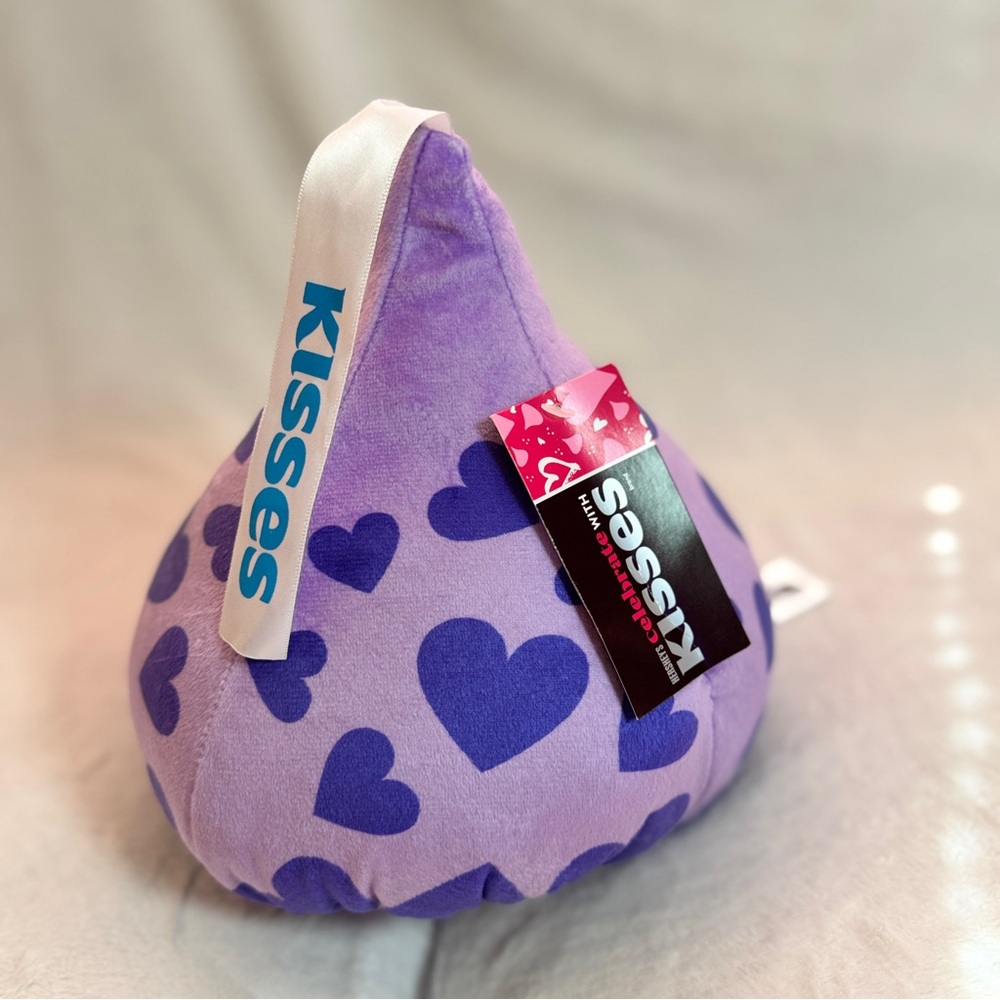 NEW Hershey Kisses 7 Inch Plush Purple With Dark Purple Hearts KISS Pillow 2025